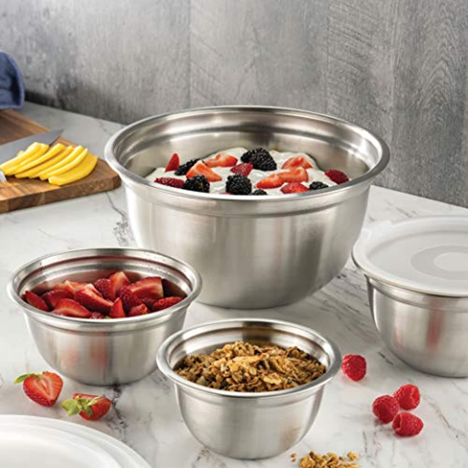 Premium Stainless Steel Mixing Bowls with Airtight Lids Set of 5 - Toppalletfly