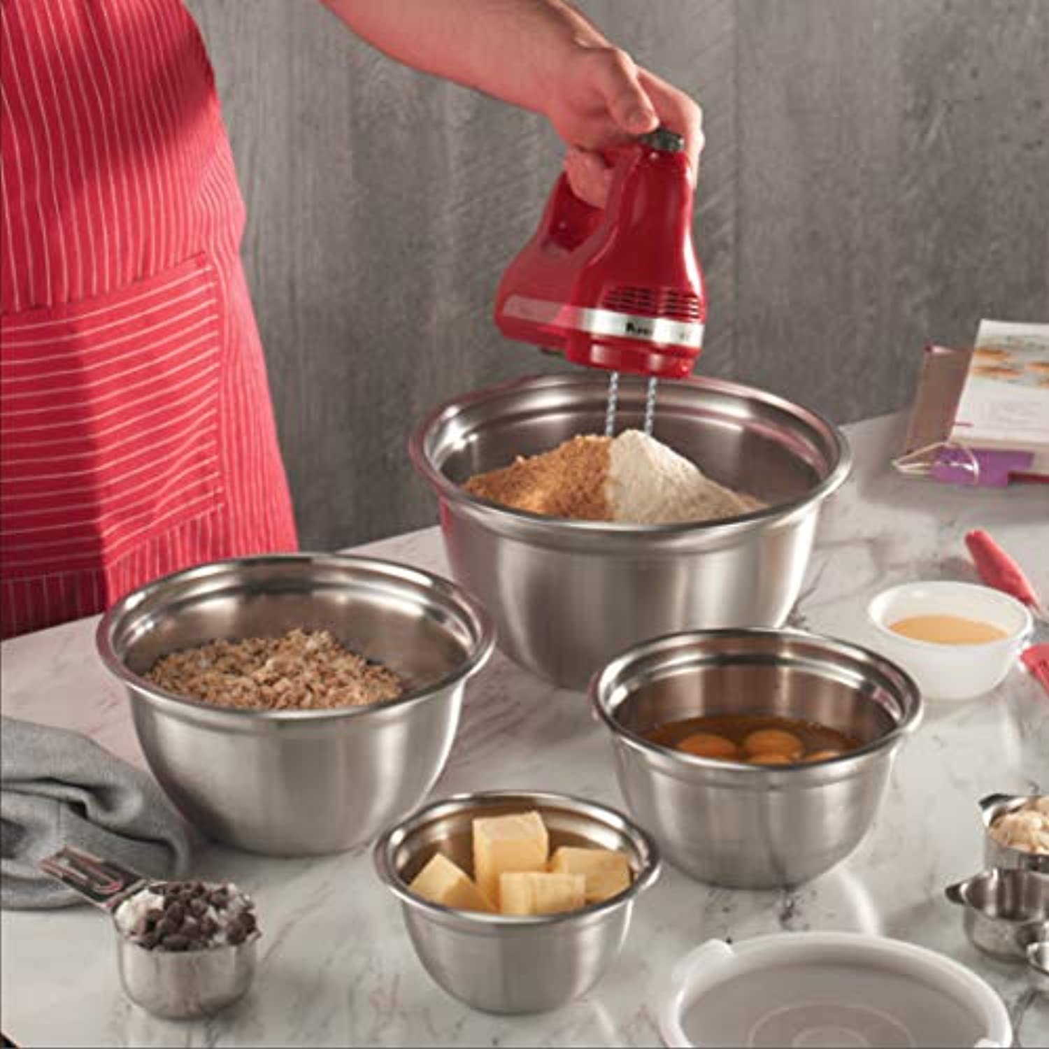 Premium Stainless Steel Mixing Bowls with Airtight Lids Set of 5 - Toppalletfly
