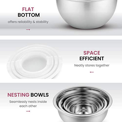 Premium Stainless Steel Mixing Bowls with Airtight Lids Set of 5-Toppalletfly