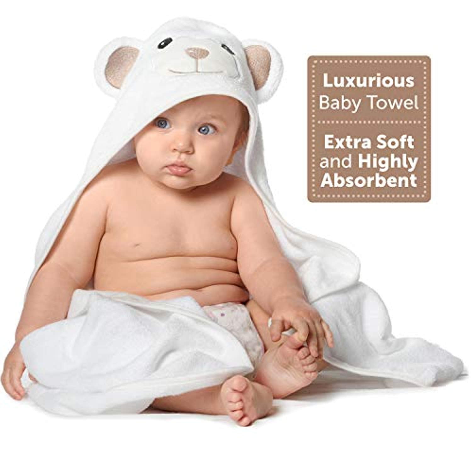 Premium Ultra Soft Organic Bamboo Baby Hooded Towel with Unique Design – Hypoallergenic Baby Towels for Infant and Toddler - Toppalletfly