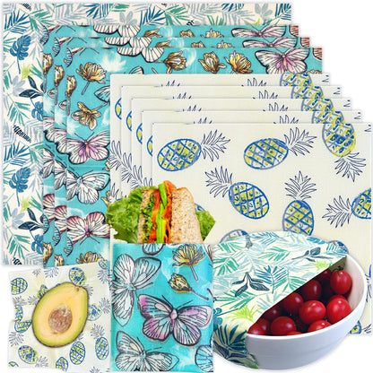 Reusable Beeswax Wrap - 9 Pack Eco - Friendly Food Wraps, Bread Sandwich Wrapper - Organic, Sustainable, Zero Waste, Reusable Plastic - Free - Toppalletfly