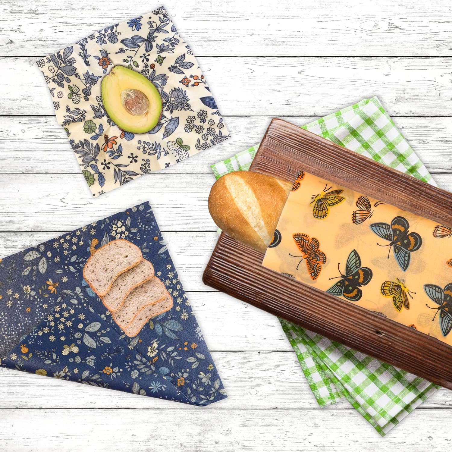 Reusable Beeswax Wrap - 9 Pack Eco - Friendly Food Wraps, Bread Sandwich Wrapper - Organic, Sustainable, Zero Waste, Reusable Plastic - Free - Toppalletfly