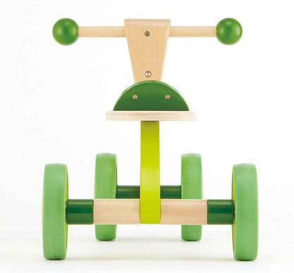 Ride On Wood Bike, Four Wheeled Wooden Push Balance Bike Toy for Toddlers-Toppalletfly