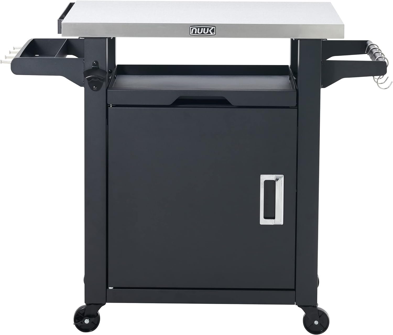 Rolling Prep Station, 20" x 30" Stainless Steel Kitchen Storage Island with Enclosed Cabinet and Storage Drawer-Toppalletfly