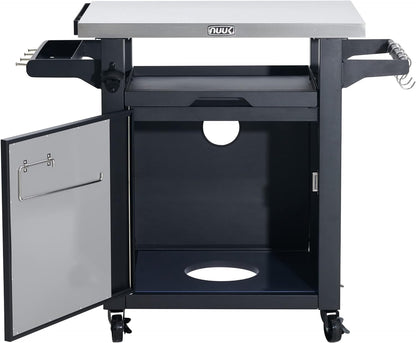 Rolling Prep Station, 20" x 30" Stainless Steel Kitchen Storage Island with Enclosed Cabinet and Storage Drawer-Toppalletfly