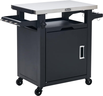 Rolling Prep Station, 20" x 30" Stainless Steel Kitchen Storage Island with Enclosed Cabinet and Storage Drawer-Toppalletfly