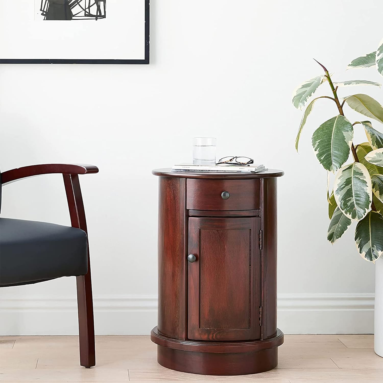 Round Side Storage End Table, 26" x 17.75" - Toppalletfly