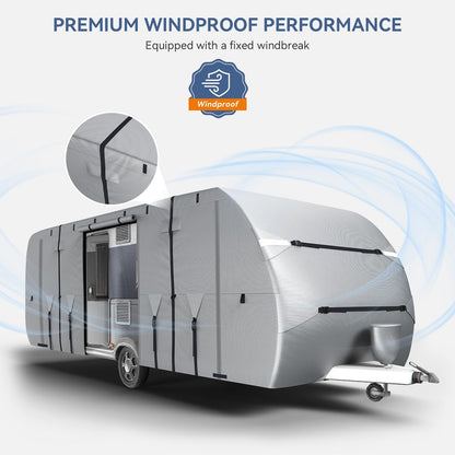 RV Cover - 300D Oxford Travel Trailer Cover, Waterproof, Tear-Resistant, UV & Windproof, Includes Jack and Tire Covers-Toppalletfly