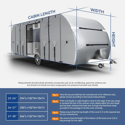 RV Cover - 300D Oxford Travel Trailer Cover, Waterproof, Tear-Resistant, UV & Windproof, Includes Jack and Tire Covers-Toppalletfly