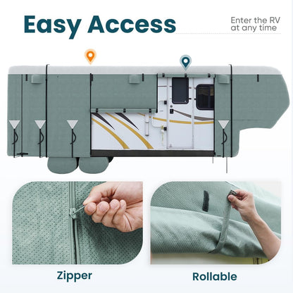 RV Cover - Heavy-Duty 5-Layer Anti-UV, Durable Camper Protection, Waterproof & Rip-Stop with Extra Straps & Tire Covers-Toppalletfly