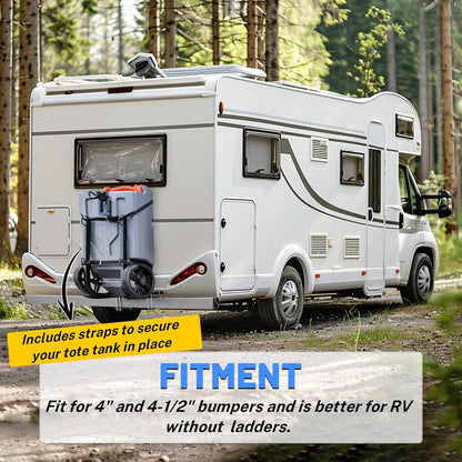 RV Tote Tank Rack Carrier - Bumper Mount Holder for 15-36 Gallon Portable Waste Tanks-Toppalletfly