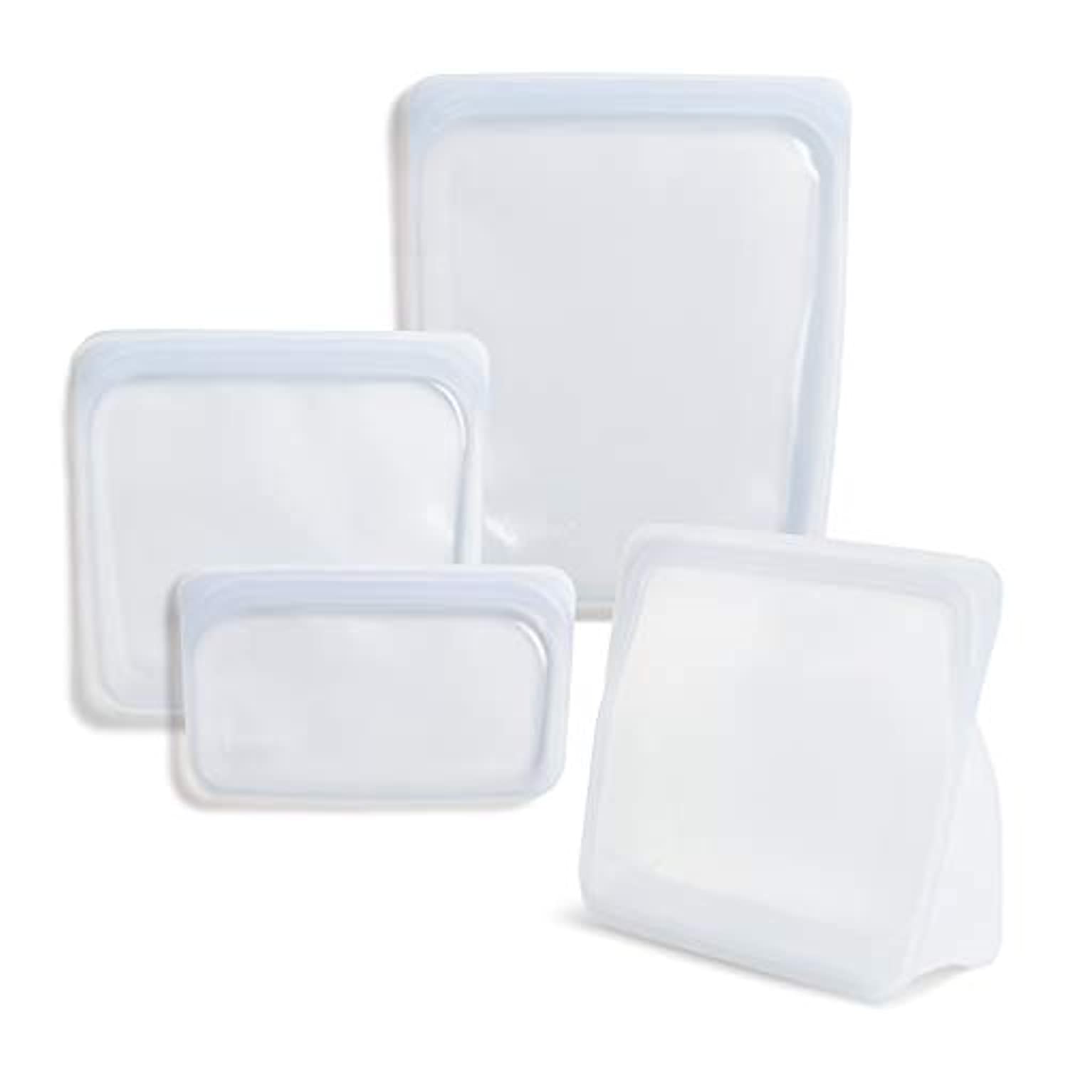 Silicone Food Grade Reusable Storage Bag, Clear (Bundle 4 - Pack Large) | Leakproof, Dishwasher - Safe, Eco - friendly, Non - Toxic - Toppalletfly