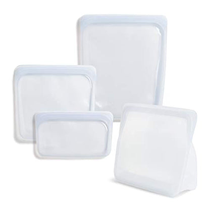 Silicone Food Grade Reusable Storage Bag, Clear (Bundle 4-Pack Large) | Leakproof, Dishwasher-Safe, Eco-friendly, Non-Toxic-Toppalletfly