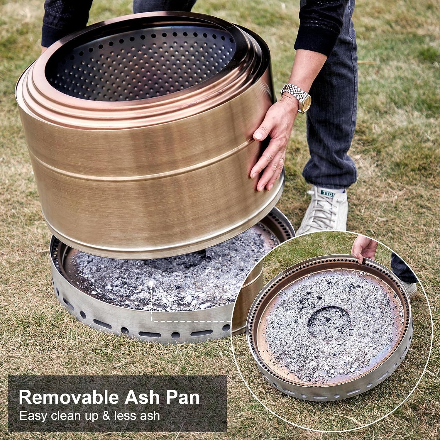 Smokeless Fire Pit Outdoor Wood Burning Portable Firepit Stainless Steel with Stand Cover for Backyard Patio Garden Picnic Camping Bonfire-Toppalletfly