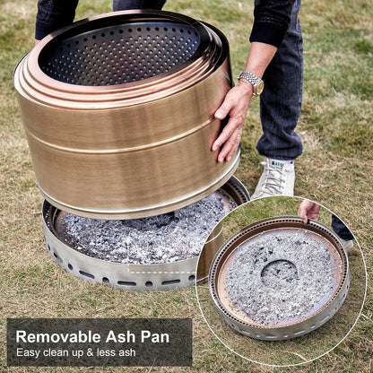 Smokeless Fire Pit Outdoor Wood Burning Portable Firepit Stainless Steel with Stand Cover for Backyard Patio Garden Picnic Camping Bonfire-Toppalletfly