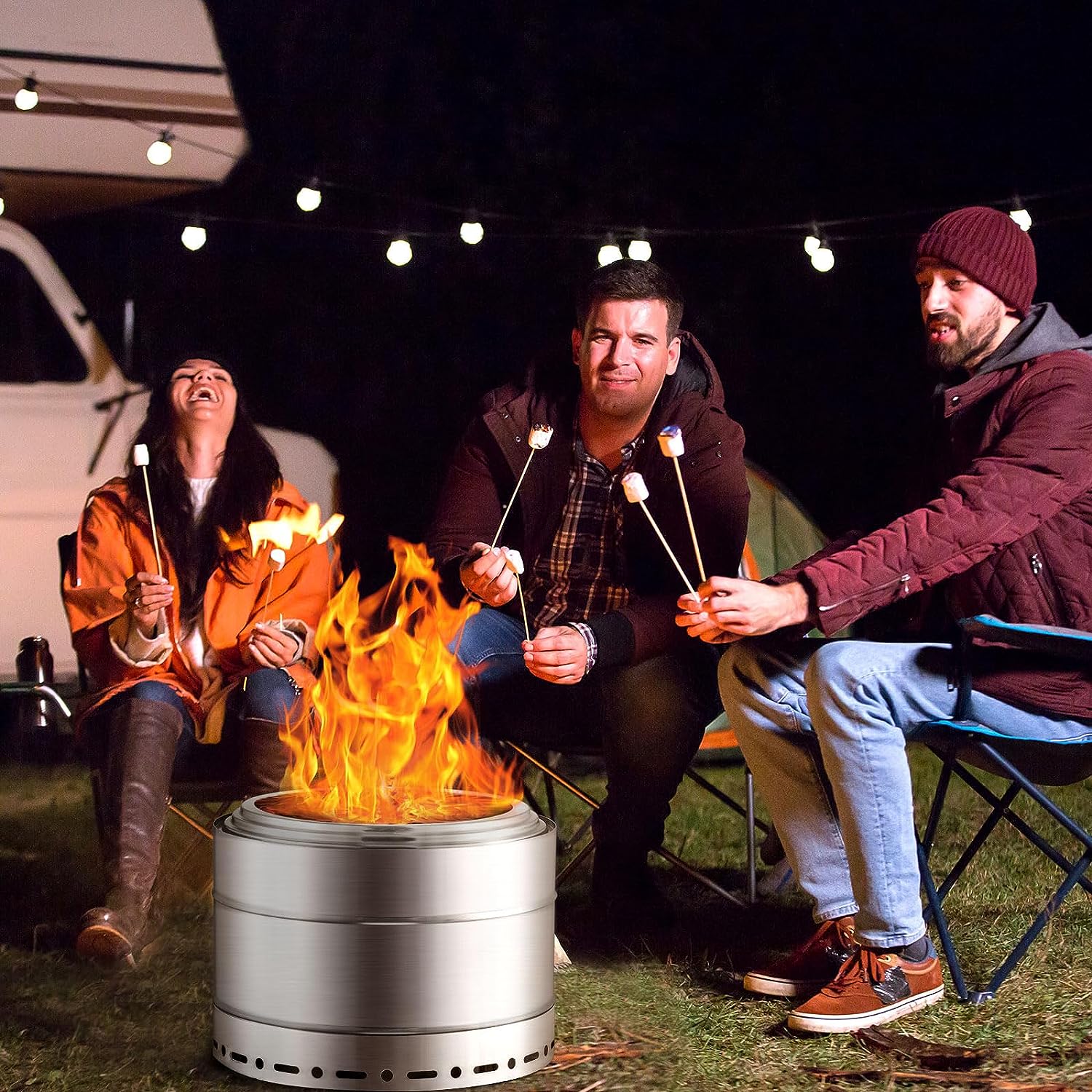 Smokeless Fire Pit Outdoor Wood Burning Portable Firepit Stainless Steel with Stand Cover for Backyard Patio Garden Picnic Camping Bonfire-Toppalletfly