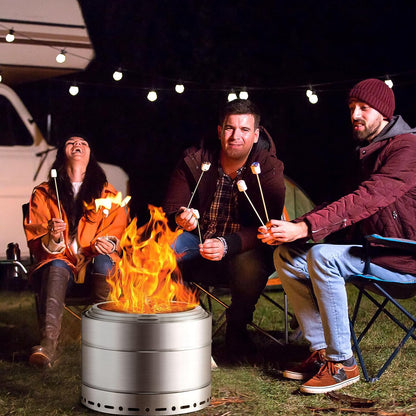 Smokeless Fire Pit Outdoor Wood Burning Portable Firepit Stainless Steel with Stand Cover for Backyard Patio Garden Picnic Camping Bonfire-Toppalletfly