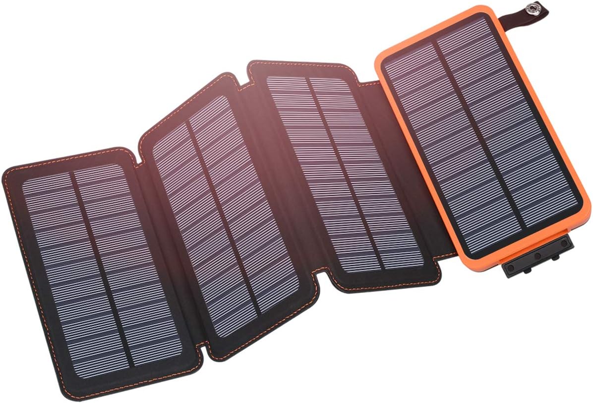 Solar Charger 25000mAh, Power Bank with 4 Solar Panels, Fast Charge External Battery Pack with Dual 2.1A Output USB Compatible with Smartphones-Toppalletfly