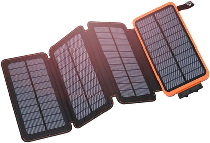 Solar Charger 25000mAh, Power Bank with 4 Solar Panels, Fast Charge External Battery Pack with Dual 2.1A Output USB Compatible with Smartphones-Toppalletfly