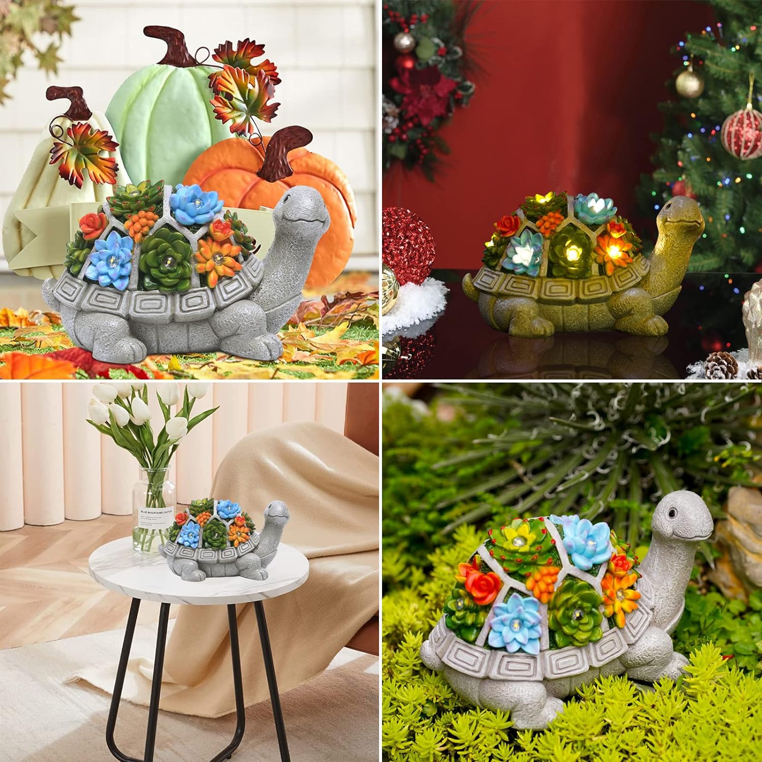 Solar Cute Animal Garden Statue with Succulents & LED Lights – Unique Lawn Decor & Housewarming Gift-Toppalletfly