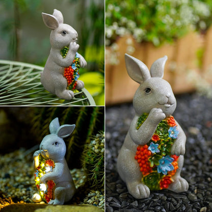 Solar Cute Animal Garden Statue with Succulents & LED Lights – Unique Lawn Decor & Housewarming Gift-Toppalletfly