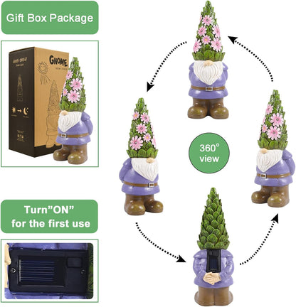 Solar Cute Animal Garden Statue with Succulents & LED Lights – Unique Lawn Decor & Housewarming Gift-Toppalletfly