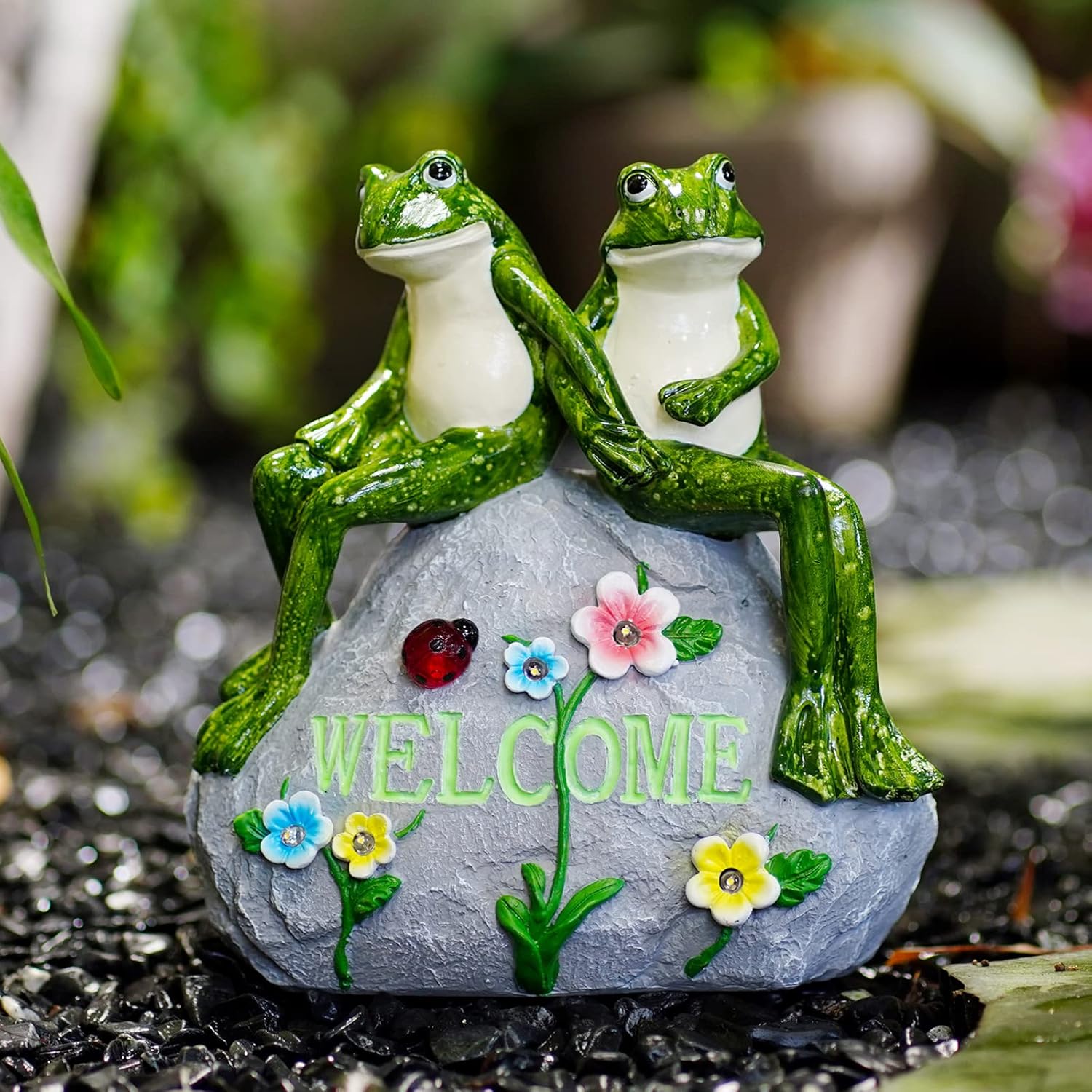 Solar Cute Animal Garden Statue with Succulents & LED Lights – Unique Lawn Decor & Housewarming Gift-Toppalletfly