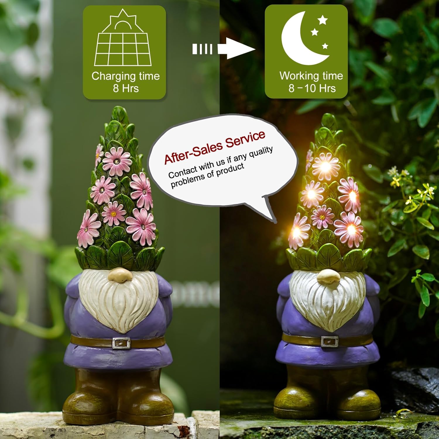 Solar Cute Animal Garden Statue with Succulents & LED Lights – Unique Lawn Decor & Housewarming Gift-Toppalletfly