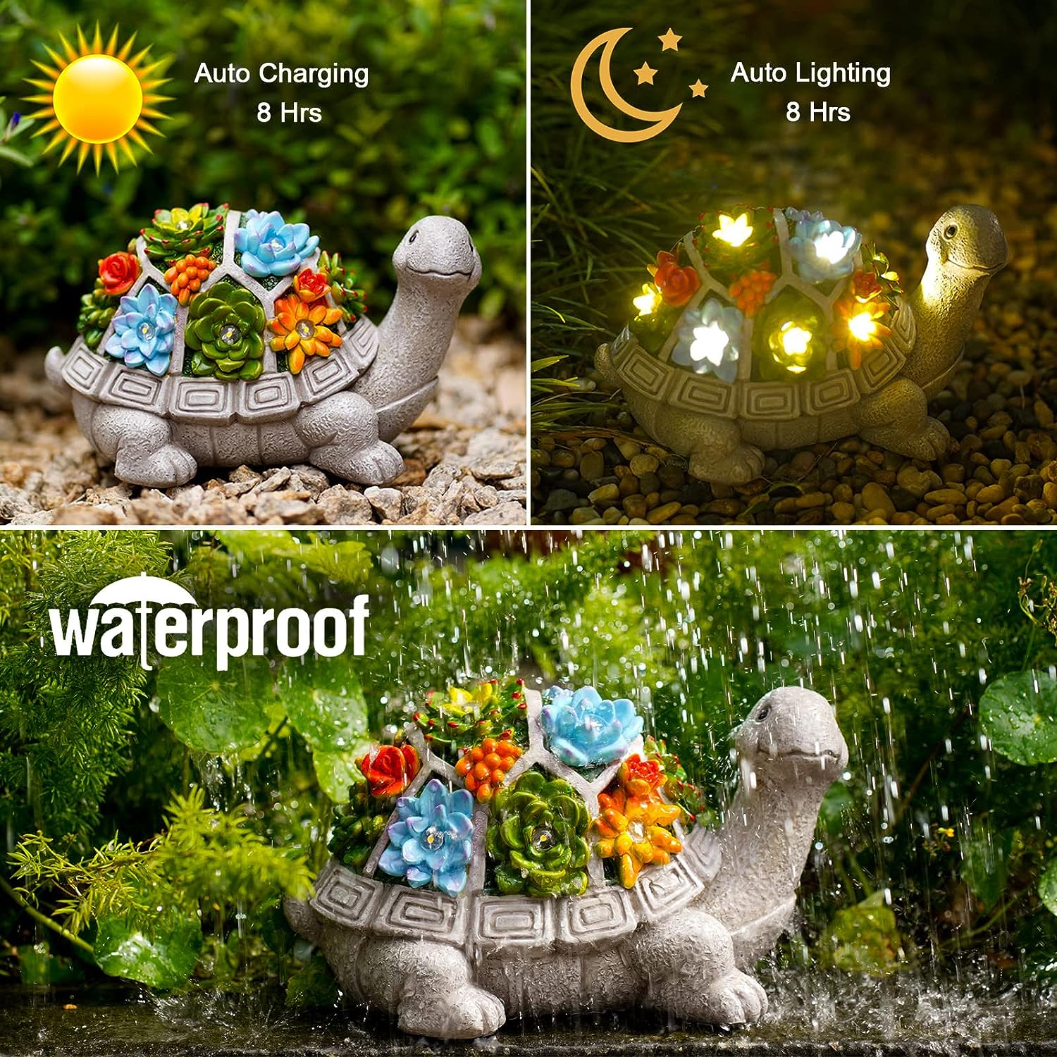 Solar Cute Animal Garden Statue with Succulents & LED Lights – Unique Lawn Decor & Housewarming Gift-Toppalletfly