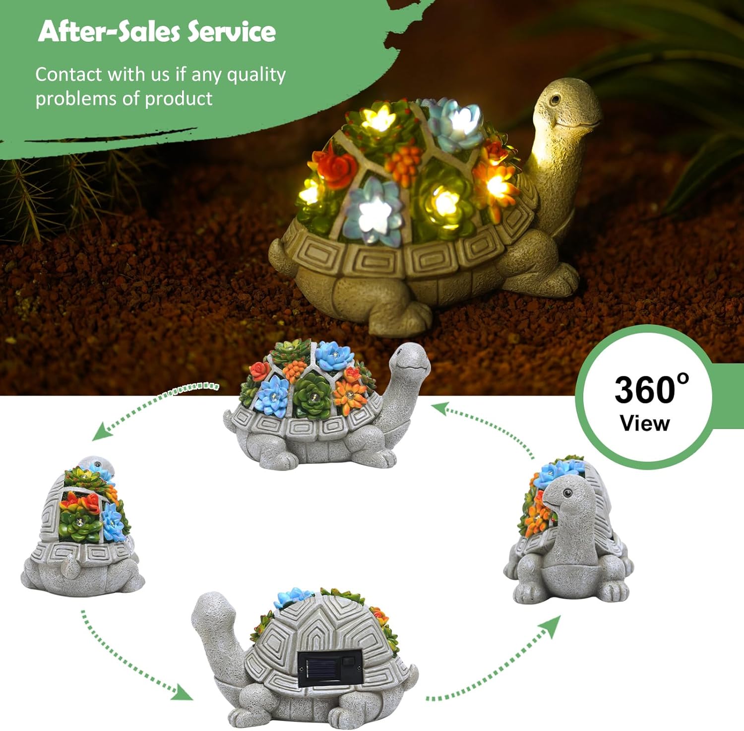 Solar Cute Animal Garden Statue with Succulents & LED Lights – Unique Lawn Decor & Housewarming Gift-Toppalletfly