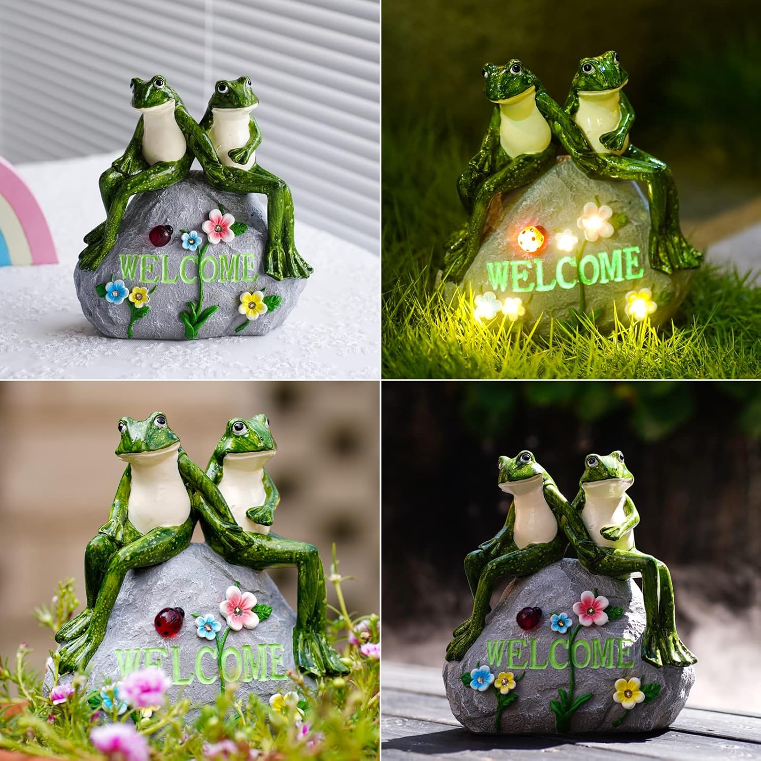 Solar Cute Animal Garden Statue with Succulents & LED Lights – Unique Lawn Decor & Housewarming Gift-Toppalletfly