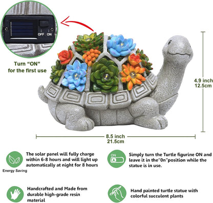 Solar Cute Animal Garden Statue with Succulents & LED Lights – Unique Lawn Decor & Housewarming Gift-Toppalletfly