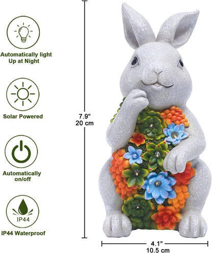Solar Cute Animal Garden Statue with Succulents & LED Lights – Unique Lawn Decor & Housewarming Gift-Toppalletfly