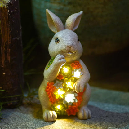 Solar Cute Animal Garden Statue with Succulents & LED Lights – Unique Lawn Decor & Housewarming Gift-Toppalletfly