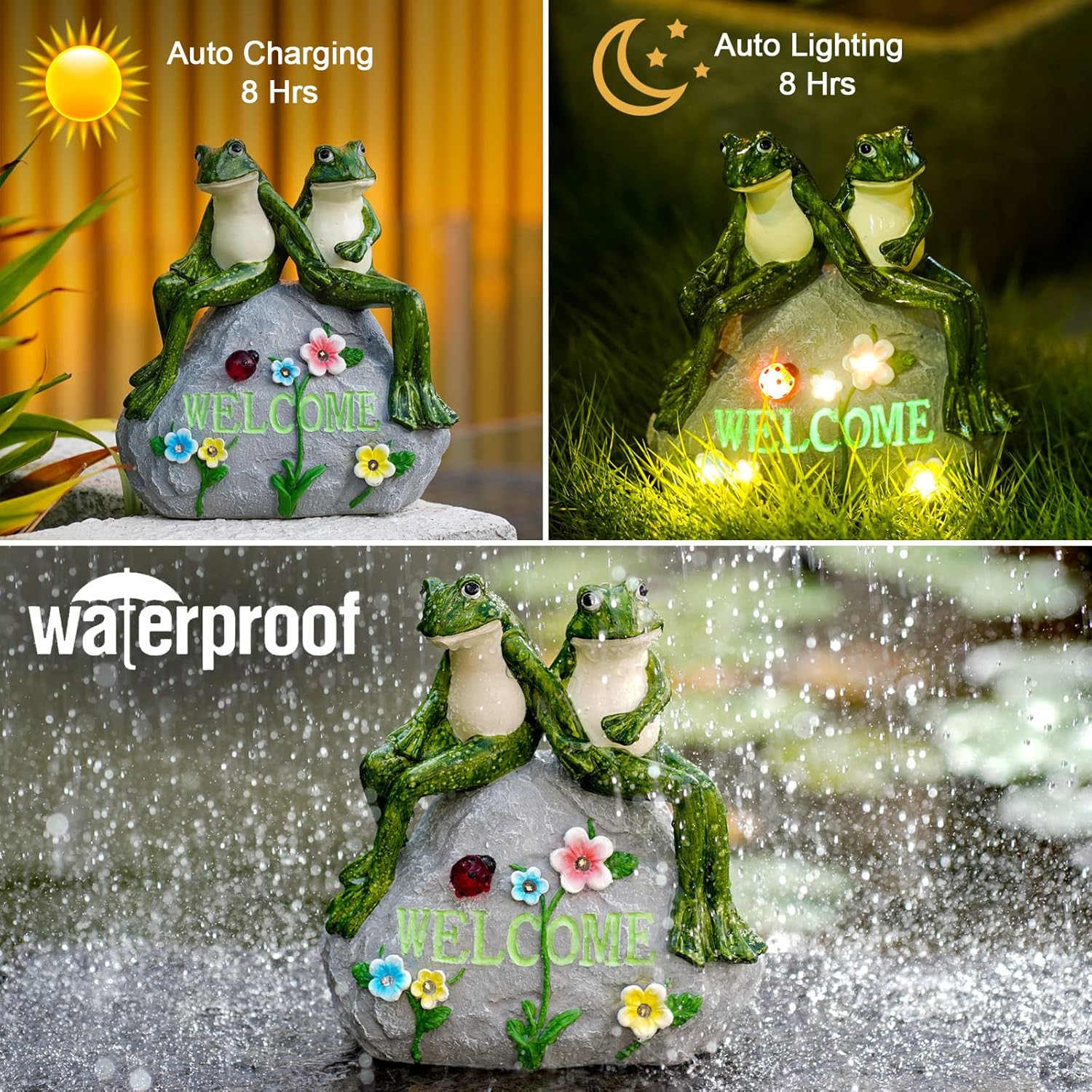 Solar Cute Animal Garden Statue with Succulents & LED Lights – Unique Lawn Decor & Housewarming Gift-Toppalletfly