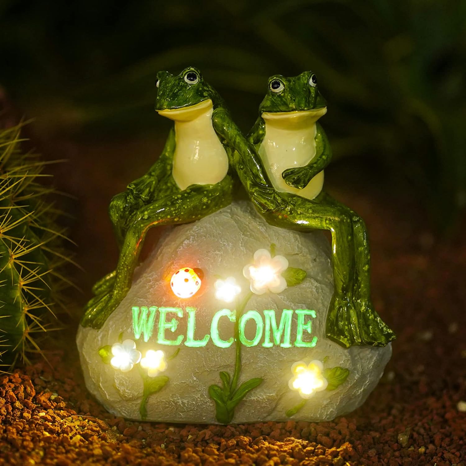 Solar Cute Animal Garden Statue with Succulents & LED Lights – Unique Lawn Decor & Housewarming Gift-Toppalletfly