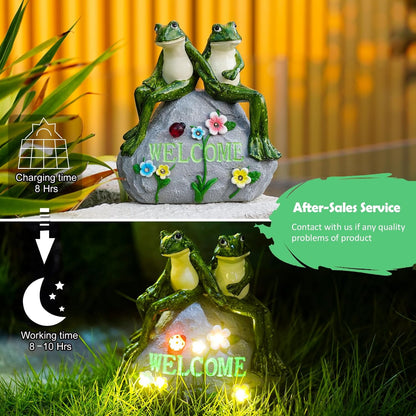 Solar Cute Animal Garden Statue with Succulents & LED Lights – Unique Lawn Decor & Housewarming Gift-Toppalletfly