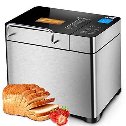 Stainless Steel Bread Machine, 2LB 17-in-1 Programmable XL Bread Maker with Fruit Nut Dispenser-Toppalletfly