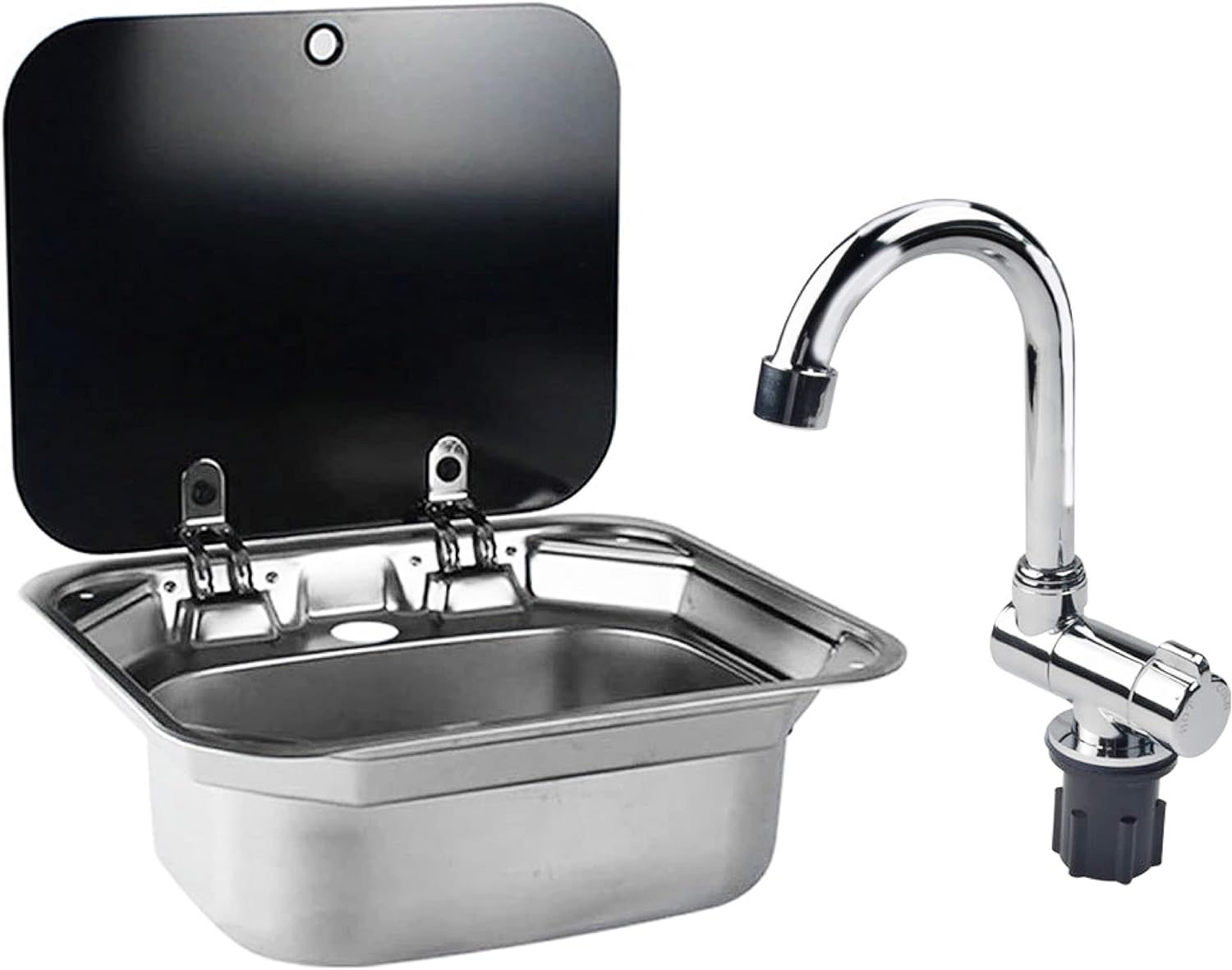 Stainless Steel Hand Wash Basin with Foldable Faucet for RVs Boats Van Camper Trailer Accessories-Toppalletfly
