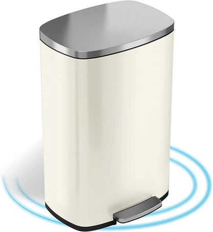 Stainless Steel Step Trash Can with Odor Control System, Pedal Garbage Bin for Kitchen, Office, Home - Silent and Gentle Open and Close-Toppalletfly