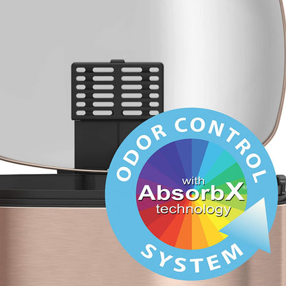 Stainless Steel Step Trash Can with Odor Control System, Pedal Garbage Bin for Kitchen, Office, Home - Silent and Gentle Open and Close-Toppalletfly