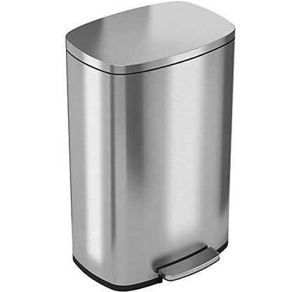 Stainless Steel Step Trash Can with Odor Control System, Pedal Garbage Bin for Kitchen, Office, Home - Silent and Gentle Open and Close-Toppalletfly