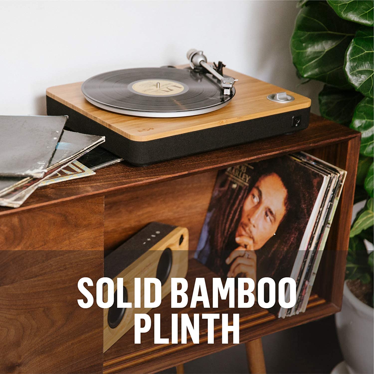 Stir It Up Turntable, Vinyl Record Player with 2 Speed Belt, Built-in Pre-Amp, and Sustainable Materials-Toppalletfly