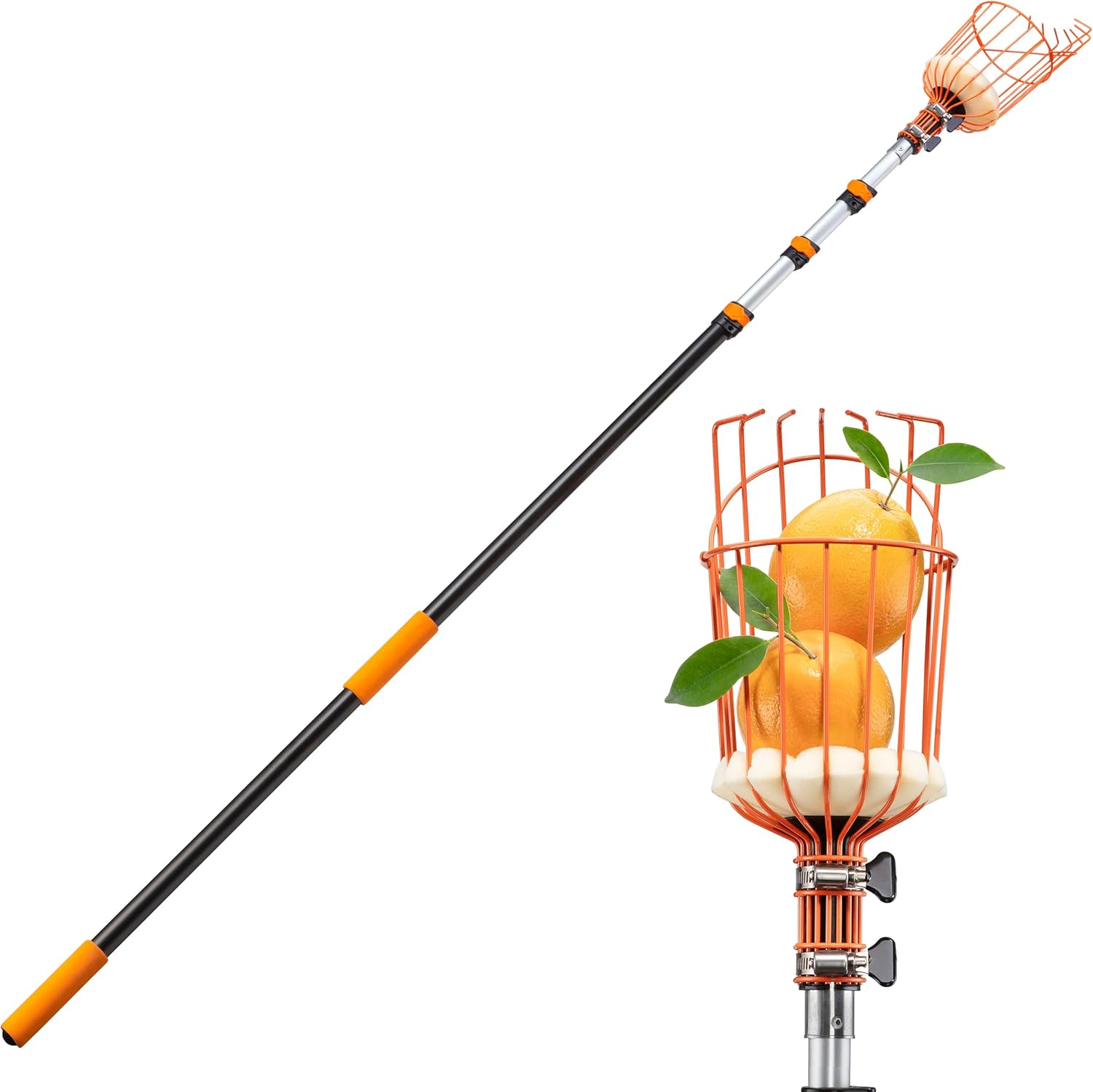 Telescoping Fruit Picker with Basket, Ultimate High-Reach Tool for Apples, Oranges, Mangoes, and More-Toppalletfly
