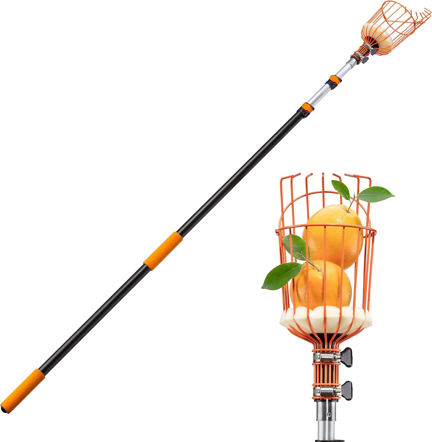 Telescoping Fruit Picker with Basket, Ultimate High-Reach Tool for Apples, Oranges, Mangoes, and More-Toppalletfly
