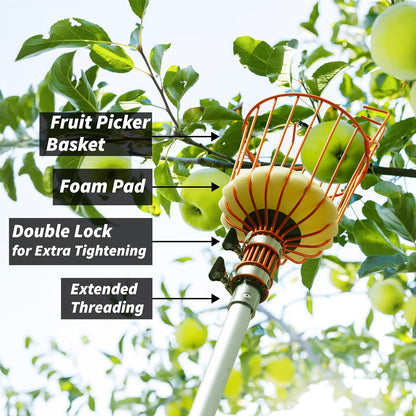 Telescoping Fruit Picker with Basket, Ultimate High-Reach Tool for Apples, Oranges, Mangoes, and More-Toppalletfly