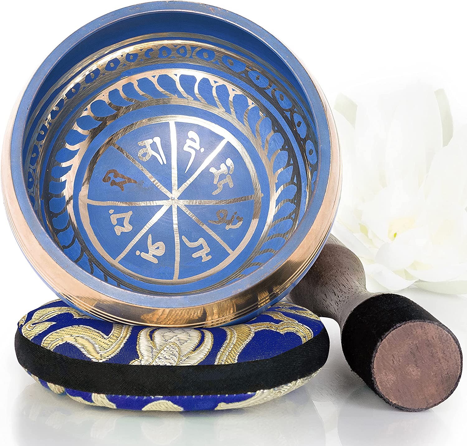 Tibetan Singing Bowl Set, Balance & Harmony Design With Dual Surface Mallet and Silk Cushion, Promotes Peace, Healing, Mindfulness-Toppalletfly