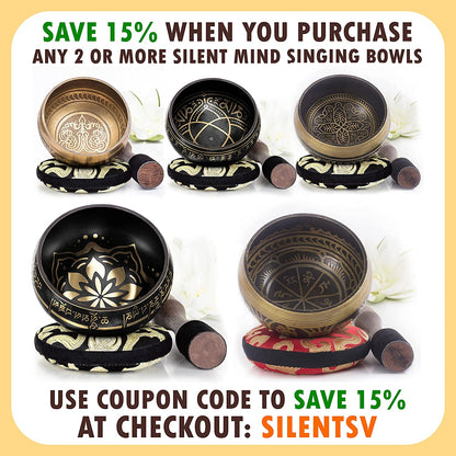 Tibetan Singing Bowl Set, Balance & Harmony Design With Dual Surface Mallet and Silk Cushion, Promotes Peace, Healing, Mindfulness-Toppalletfly