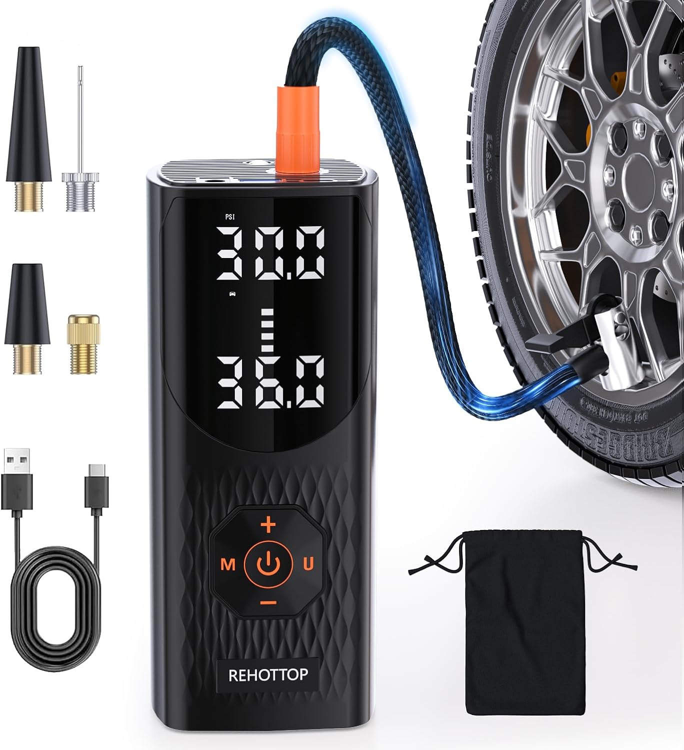 Tire Inflator Portable Air Compressor, 160PSI Air Pump for Car Tires-Toppalletfly