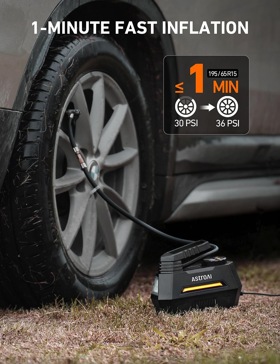 Tire Inflator, Portable Air Compressor Air Pump for Car Tires - 12V DC 100PSI-Toppalletfly